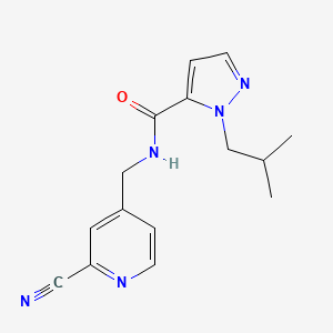 molecular formula C15H17N5O B7307765 N-[(2-cyanopyridin-4-yl)methyl]-2-(2-methylpropyl)pyrazole-3-carboxamide 