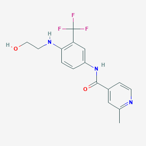 molecular formula C16H16F3N3O2 B7307781 N-[4-(2-hydroxyethylamino)-3-(trifluoromethyl)phenyl]-2-methylpyridine-4-carboxamide 