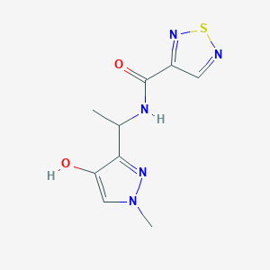 molecular formula C9H11N5O2S B7307832 N-[1-(4-hydroxy-1-methylpyrazol-3-yl)ethyl]-1,2,5-thiadiazole-3-carboxamide 