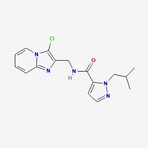 molecular formula C16H18ClN5O B7307867 N-[(3-chloroimidazo[1,2-a]pyridin-2-yl)methyl]-2-(2-methylpropyl)pyrazole-3-carboxamide 