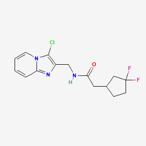 molecular formula C15H16ClF2N3O B7307869 N-[(3-chloroimidazo[1,2-a]pyridin-2-yl)methyl]-2-(3,3-difluorocyclopentyl)acetamide 