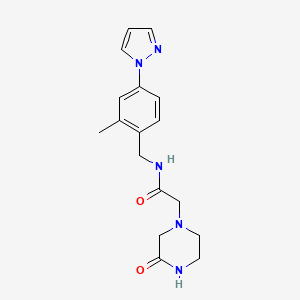 molecular formula C17H21N5O2 B7308026 N-[(2-methyl-4-pyrazol-1-ylphenyl)methyl]-2-(3-oxopiperazin-1-yl)acetamide 