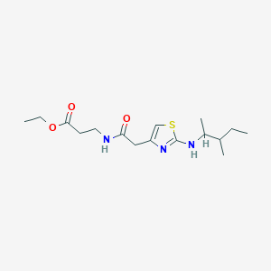 molecular formula C16H27N3O3S B7308040 Ethyl 3-[[2-[2-(3-methylpentan-2-ylamino)-1,3-thiazol-4-yl]acetyl]amino]propanoate 