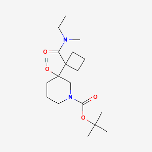 molecular formula C18H32N2O4 B7308093 Tert-butyl 3-[1-[ethyl(methyl)carbamoyl]cyclobutyl]-3-hydroxypiperidine-1-carboxylate 
