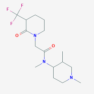 molecular formula C16H26F3N3O2 B7308151 N-(1,3-dimethylpiperidin-4-yl)-N-methyl-2-[2-oxo-3-(trifluoromethyl)piperidin-1-yl]acetamide 
