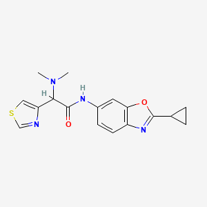 molecular formula C17H18N4O2S B7308157 N-(2-cyclopropyl-1,3-benzoxazol-6-yl)-2-(dimethylamino)-2-(1,3-thiazol-4-yl)acetamide 