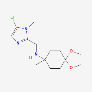 molecular formula C14H22ClN3O2 B7308208 N-[(5-chloro-1-methylimidazol-2-yl)methyl]-8-methyl-1,4-dioxaspiro[4.5]decan-8-amine 