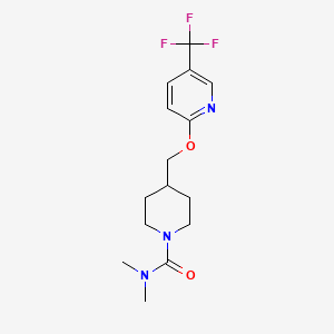 molecular formula C15H20F3N3O2 B7308269 N,N-dimethyl-4-[[5-(trifluoromethyl)pyridin-2-yl]oxymethyl]piperidine-1-carboxamide 