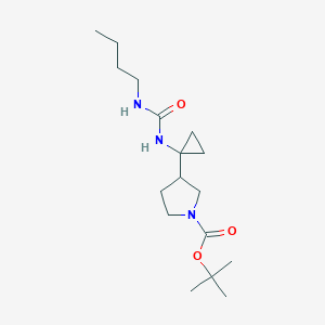 molecular formula C17H31N3O3 B7308360 Tert-butyl 3-[1-(butylcarbamoylamino)cyclopropyl]pyrrolidine-1-carboxylate 