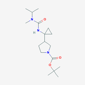 molecular formula C17H31N3O3 B7308390 Tert-butyl 3-[1-[[methyl(propan-2-yl)carbamoyl]amino]cyclopropyl]pyrrolidine-1-carboxylate 