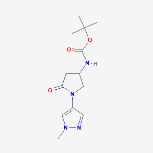 molecular formula C13H20N4O3 B7308417 tert-butyl N-[1-(1-methylpyrazol-4-yl)-5-oxopyrrolidin-3-yl]carbamate 