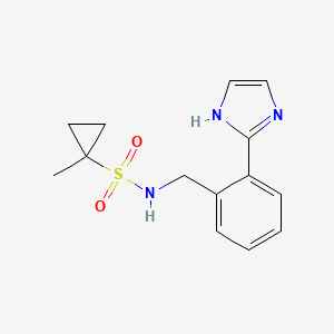molecular formula C14H17N3O2S B7308470 N-[[2-(1H-imidazol-2-yl)phenyl]methyl]-1-methylcyclopropane-1-sulfonamide 