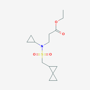 molecular formula C14H23NO4S B7308530 Ethyl 3-[cyclopropyl(spiro[2.2]pentan-2-ylmethylsulfonyl)amino]propanoate 