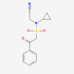molecular formula C13H14N2O3S B7308556 N-(cyanomethyl)-N-cyclopropyl-2-oxo-2-phenylethanesulfonamide 