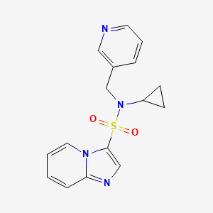 molecular formula C16H16N4O2S B7308579 N-cyclopropyl-N-(pyridin-3-ylmethyl)imidazo[1,2-a]pyridine-3-sulfonamide 