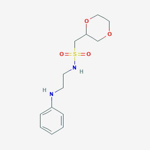 molecular formula C13H20N2O4S B7308598 N-(2-anilinoethyl)-1-(1,4-dioxan-2-yl)methanesulfonamide 