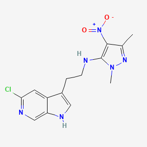 molecular formula C14H15ClN6O2 B7308799 N-[2-(5-chloro-1H-pyrrolo[2,3-c]pyridin-3-yl)ethyl]-2,5-dimethyl-4-nitropyrazol-3-amine 