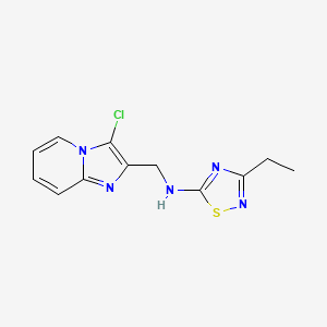 molecular formula C12H12ClN5S B7308813 N-[(3-chloroimidazo[1,2-a]pyridin-2-yl)methyl]-3-ethyl-1,2,4-thiadiazol-5-amine 
