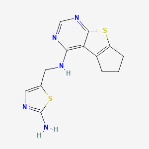 molecular formula C13H13N5S2 B7308856 N-[(2-amino-1,3-thiazol-5-yl)methyl]-7-thia-9,11-diazatricyclo[6.4.0.02,6]dodeca-1(12),2(6),8,10-tetraen-12-amine 