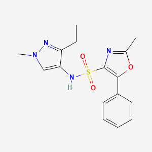 molecular formula C16H18N4O3S B7309005 N-(3-ethyl-1-methylpyrazol-4-yl)-2-methyl-5-phenyl-1,3-oxazole-4-sulfonamide 
