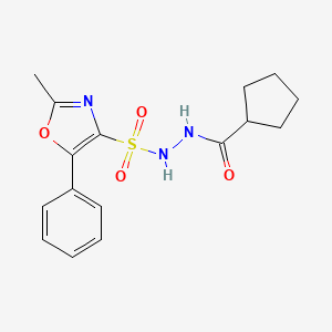 molecular formula C16H19N3O4S B7309015 N'-[(2-methyl-5-phenyl-1,3-oxazol-4-yl)sulfonyl]cyclopentanecarbohydrazide 