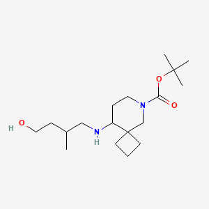 molecular formula C18H34N2O3 B7309041 Tert-butyl 9-[(4-hydroxy-2-methylbutyl)amino]-6-azaspiro[3.5]nonane-6-carboxylate 