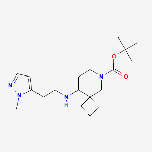 molecular formula C19H32N4O2 B7309050 Tert-butyl 9-[2-(2-methylpyrazol-3-yl)ethylamino]-6-azaspiro[3.5]nonane-6-carboxylate 