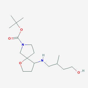 molecular formula C17H32N2O4 B7309083 Tert-butyl 4-[(4-hydroxy-2-methylbutyl)amino]-1-oxa-7-azaspiro[4.4]nonane-7-carboxylate 