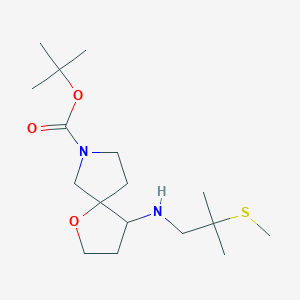 molecular formula C17H32N2O3S B7309099 Tert-butyl 4-[(2-methyl-2-methylsulfanylpropyl)amino]-1-oxa-7-azaspiro[4.4]nonane-7-carboxylate 