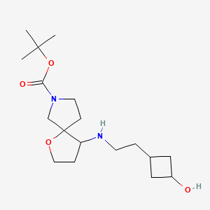 molecular formula C18H32N2O4 B7309103 Tert-butyl 4-[2-(3-hydroxycyclobutyl)ethylamino]-1-oxa-7-azaspiro[4.4]nonane-7-carboxylate 