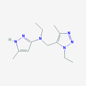 molecular formula C12H20N6 B7309198 N-ethyl-N-[(3-ethyl-5-methyltriazol-4-yl)methyl]-5-methyl-1H-pyrazol-3-amine 