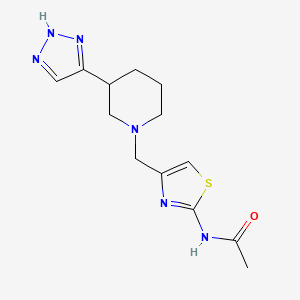 molecular formula C13H18N6OS B7309199 N-[4-[[3-(2H-triazol-4-yl)piperidin-1-yl]methyl]-1,3-thiazol-2-yl]acetamide 