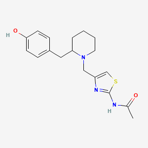 molecular formula C18H23N3O2S B7309268 N-[4-[[2-[(4-hydroxyphenyl)methyl]piperidin-1-yl]methyl]-1,3-thiazol-2-yl]acetamide 