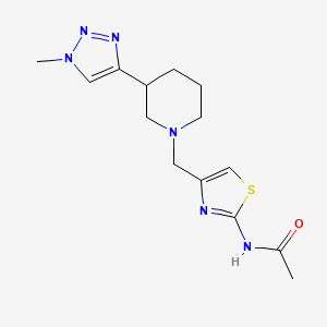 molecular formula C14H20N6OS B7309316 N-[4-[[3-(1-methyltriazol-4-yl)piperidin-1-yl]methyl]-1,3-thiazol-2-yl]acetamide 