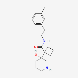 molecular formula C20H30N2O2 B7309380 N-[2-(3,5-dimethylphenyl)ethyl]-1-(3-hydroxypiperidin-3-yl)cyclobutane-1-carboxamide 