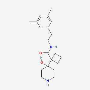molecular formula C20H30N2O2 B7309402 N-[2-(3,5-dimethylphenyl)ethyl]-1-(4-hydroxypiperidin-4-yl)cyclobutane-1-carboxamide 