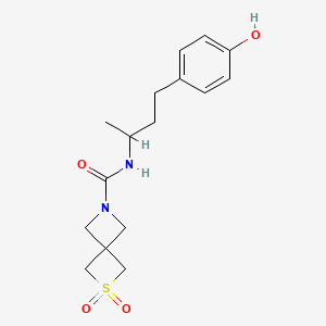molecular formula C16H22N2O4S B7309555 N-[4-(4-hydroxyphenyl)butan-2-yl]-2,2-dioxo-2lambda6-thia-6-azaspiro[3.3]heptane-6-carboxamide 