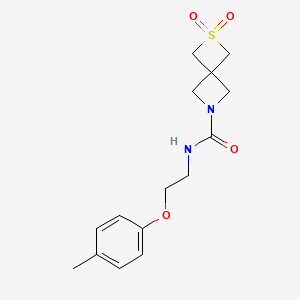 molecular formula C15H20N2O4S B7309557 N-[2-(4-methylphenoxy)ethyl]-2,2-dioxo-2lambda6-thia-6-azaspiro[3.3]heptane-6-carboxamide 