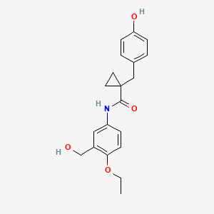 molecular formula C20H23NO4 B7309601 N-[4-ethoxy-3-(hydroxymethyl)phenyl]-1-[(4-hydroxyphenyl)methyl]cyclopropane-1-carboxamide 