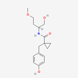 molecular formula C16H23NO4 B7309614 N-(1-hydroxy-4-methoxybutan-2-yl)-1-[(4-hydroxyphenyl)methyl]cyclopropane-1-carboxamide 