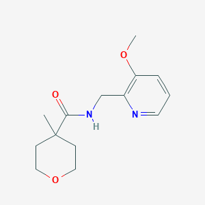 molecular formula C14H20N2O3 B7309649 N-[(3-methoxypyridin-2-yl)methyl]-4-methyloxane-4-carboxamide 