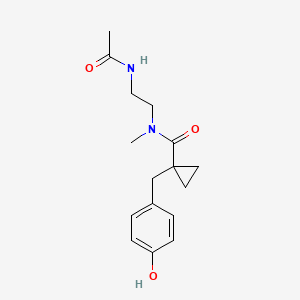 molecular formula C16H22N2O3 B7309650 N-(2-acetamidoethyl)-1-[(4-hydroxyphenyl)methyl]-N-methylcyclopropane-1-carboxamide 