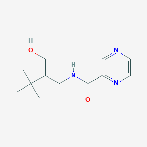 molecular formula C12H19N3O2 B7309737 N-[2-(hydroxymethyl)-3,3-dimethylbutyl]pyrazine-2-carboxamide 