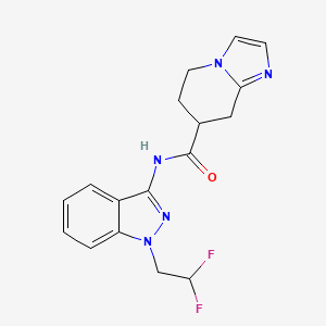 molecular formula C17H17F2N5O B7309752 N-[1-(2,2-difluoroethyl)indazol-3-yl]-5,6,7,8-tetrahydroimidazo[1,2-a]pyridine-7-carboxamide 