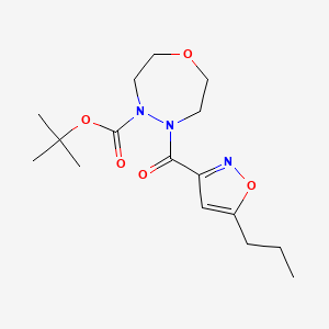 molecular formula C16H25N3O5 B7310159 Tert-butyl 5-(5-propyl-1,2-oxazole-3-carbonyl)-1,4,5-oxadiazepane-4-carboxylate 