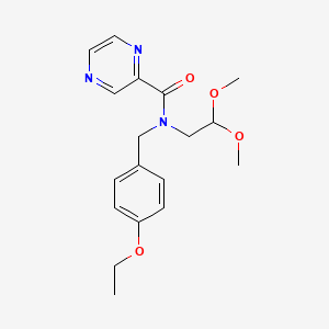 molecular formula C18H23N3O4 B7310210 N-(2,2-dimethoxyethyl)-N-[(4-ethoxyphenyl)methyl]pyrazine-2-carboxamide 