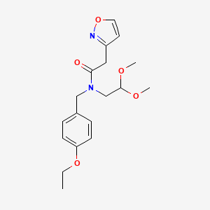 molecular formula C18H24N2O5 B7310211 N-(2,2-dimethoxyethyl)-N-[(4-ethoxyphenyl)methyl]-2-(1,2-oxazol-3-yl)acetamide 