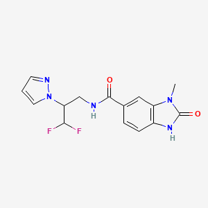 molecular formula C15H15F2N5O2 B7310219 N-(3,3-difluoro-2-pyrazol-1-ylpropyl)-3-methyl-2-oxo-1H-benzimidazole-5-carboxamide 