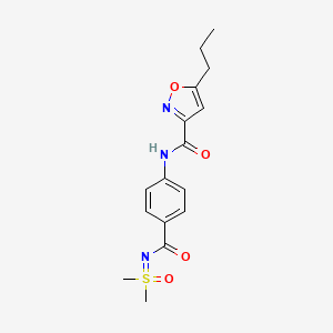 molecular formula C16H19N3O4S B7310241 N-[4-[[dimethyl(oxo)-lambda6-sulfanylidene]carbamoyl]phenyl]-5-propyl-1,2-oxazole-3-carboxamide 