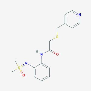 molecular formula C16H19N3O2S2 B7310243 N-[2-[[dimethyl(oxo)-lambda6-sulfanylidene]amino]phenyl]-2-(pyridin-4-ylmethylsulfanyl)acetamide 